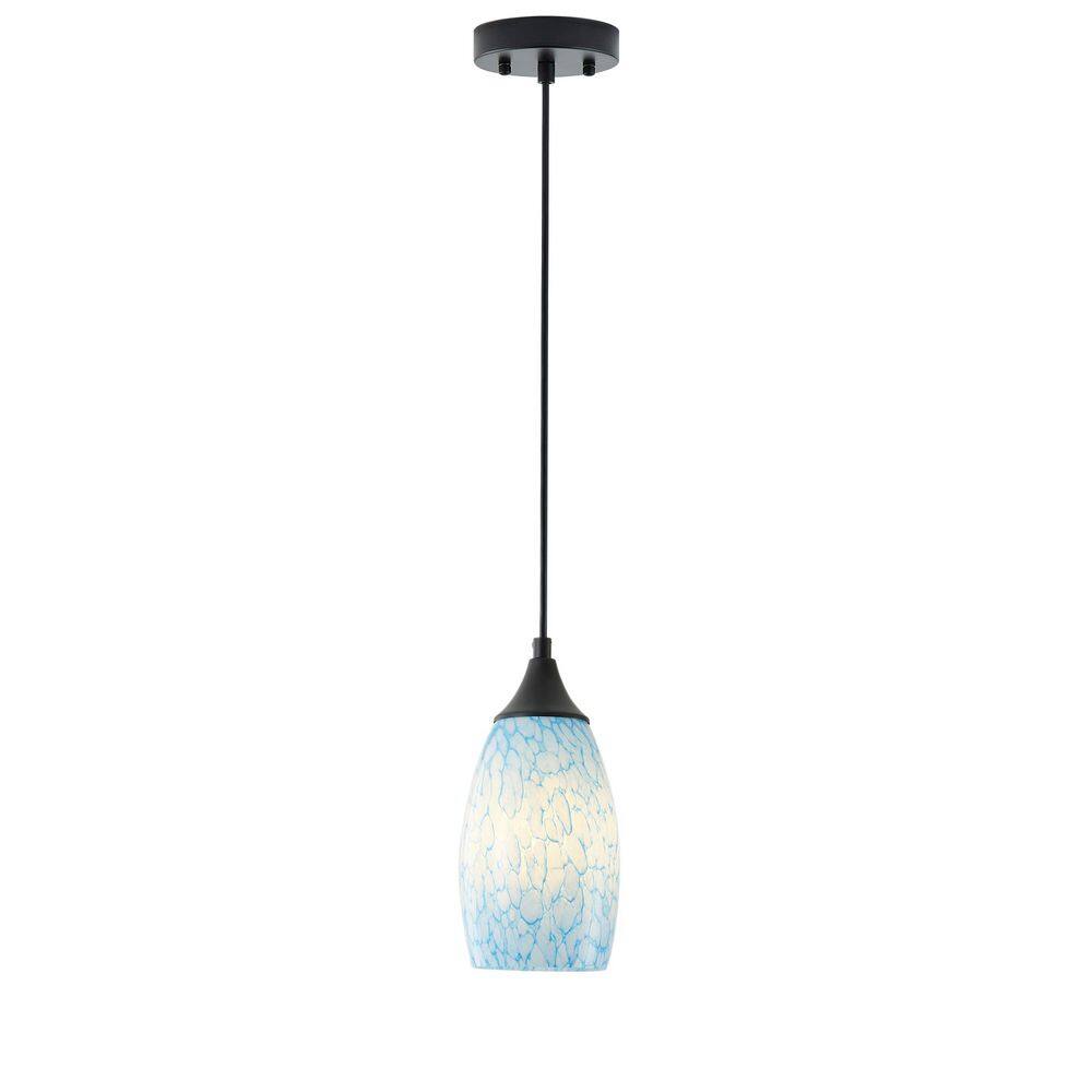 4.72 in. 1-Light Kitchen Island Blue White Pendant Light Vintage Art Hanging Ceiling Light with Blown Glass Shade price history on PriceWatchPro