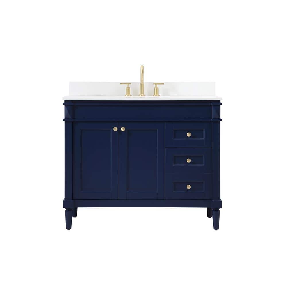 Simply Living 42 in. W x 21 in. D x 35 in. H Bath Vanity in Blue with Ivory
