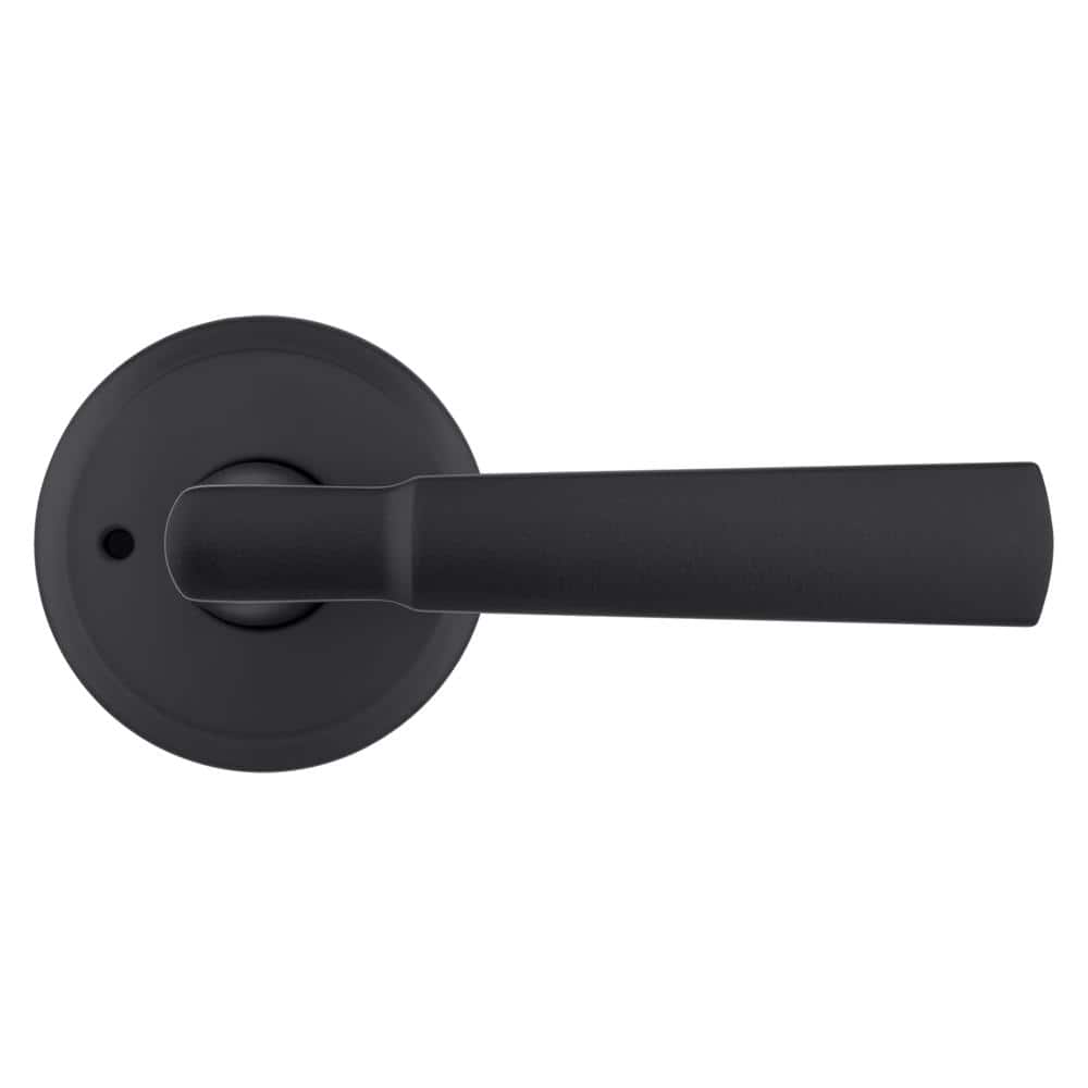 Kwikset Perth Matte Black Bedroom Bathroom Privacy Door Handle with