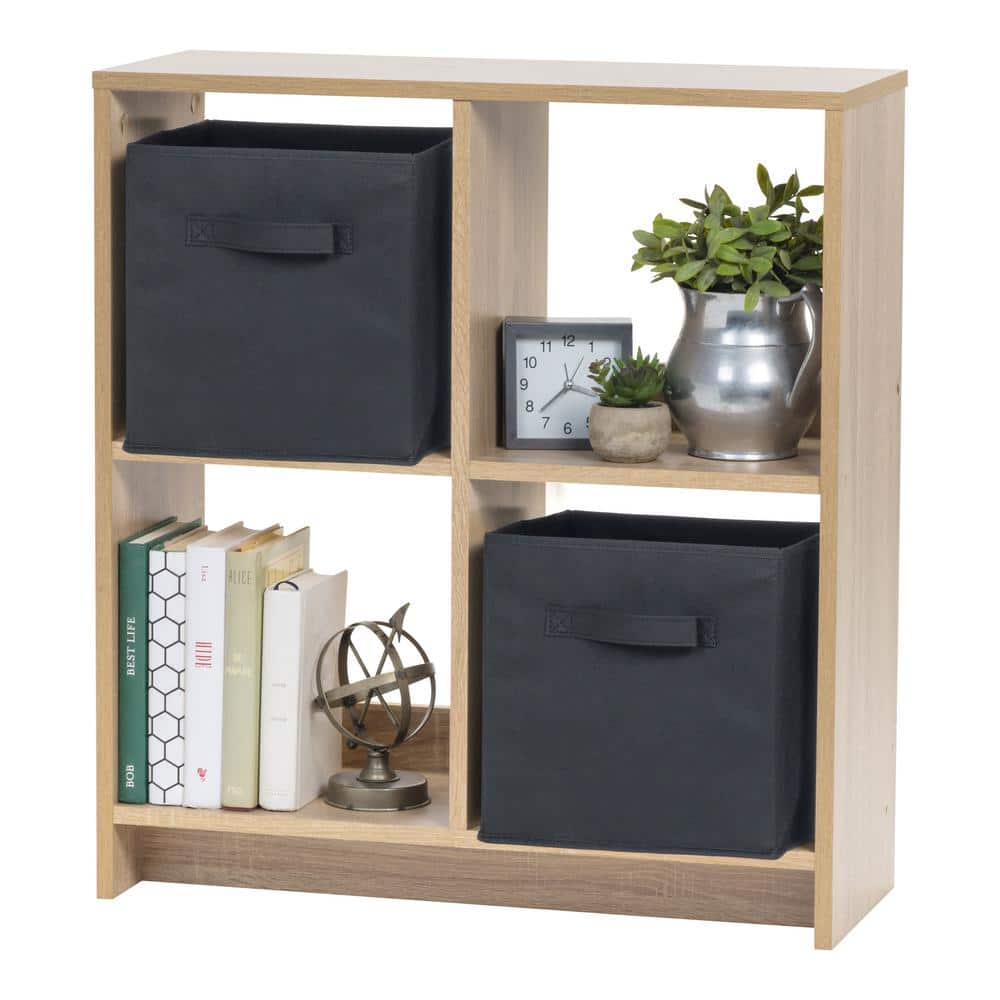 Adjustable 4-Cube Light Brown Organizer Shelf for Versatile Storage