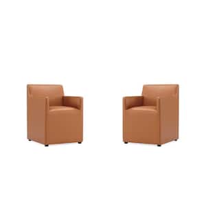 Anna Saddle Square Faux Leather Dining Armchair (Set of 2)