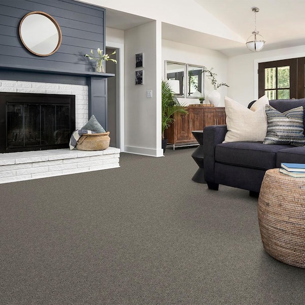 Alpine - Tranquility - Gray 15 ft. 17.3 oz. Polyester Texture Installed Carpet