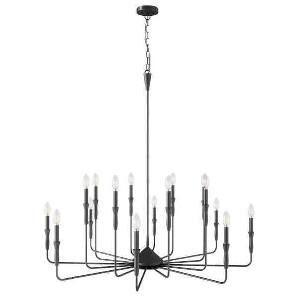 aiwen 16-Light Farmhouse Black Chandelier Candle Style Empire Classic Ceiling Hanging Lighting