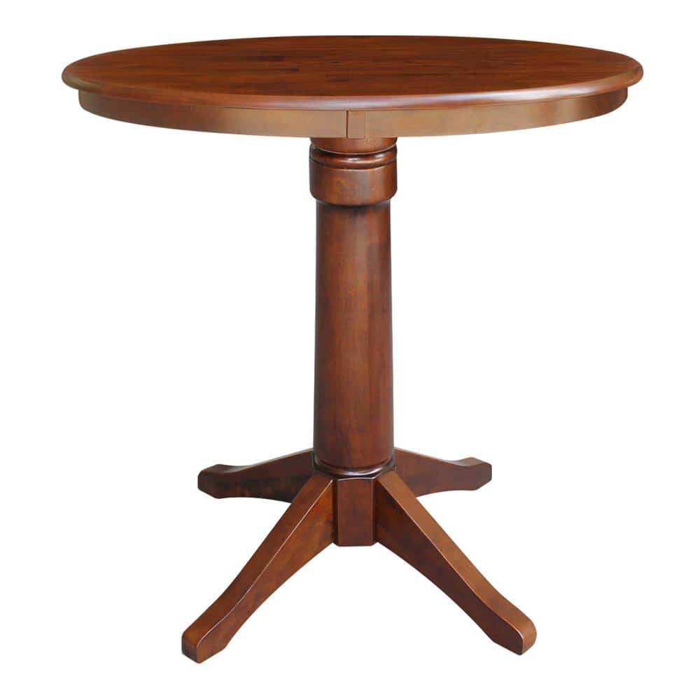 36 in. Espresso Solid Wood Round Olivia Counter Height Pedestal Table