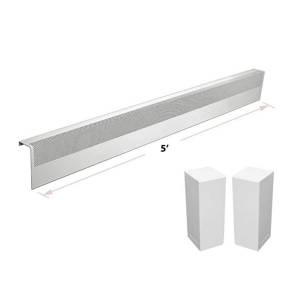 White Galvanized Steel 5 ft Slip-On Baseboard Heater Cover Set