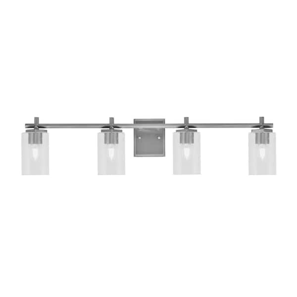 Unbranded Bridgewater 35.25 in. 4 Light Vanity Light Graphite with 4 in. Clear Bubble Glass Shades, No Bulbs Included