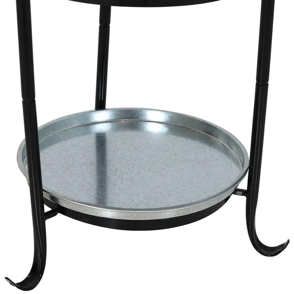 Silver Galvanized Steel Ice Bucket with Stand and Tray