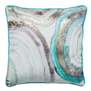 Nima Blue/Gold 18 in. x 18 in. Throw Pillow