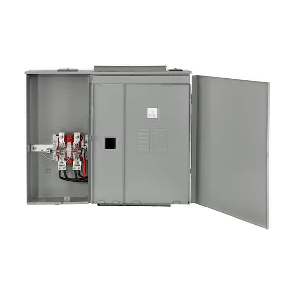 Leviton 400 Amp Outdoor Meter Main Combo, 12-Spaces, Ringless with Lever Bypass, Removable 5th Jaw Installed