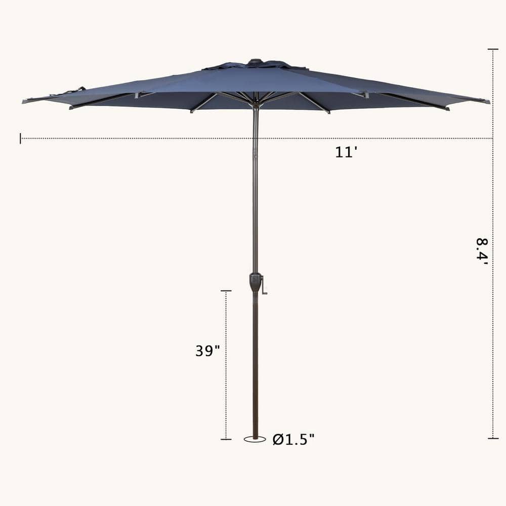Lyon 132'' Dark Blue Hexagonal Steel Market Umbrella