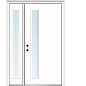 Viola 48 in. x 80 in. Right-Hand Inswing 1-Lite Clear Low-E Primed Fiberglass Prehung Front Door on 4-9/16 in. Frame