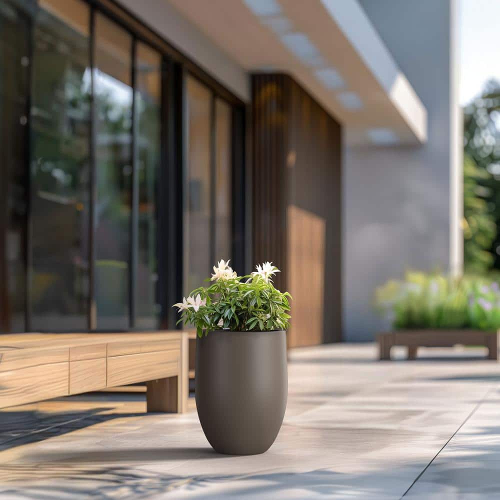 17 in. Large Charcoal Brown Concrete Round planter / Pot with drainage holes price history on PriceWatchPro