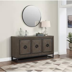 Folkstone Brown Wood Top 66.5 in. Credenza with 3-Doors Fits TV's up to 55 in.