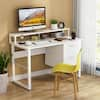 Tribesigns Harold 47 in. White Computer Desk with Hutch, Wood Modern  Writing Desk with 2-Drawers Storage CT-C0263 - The Home Depot