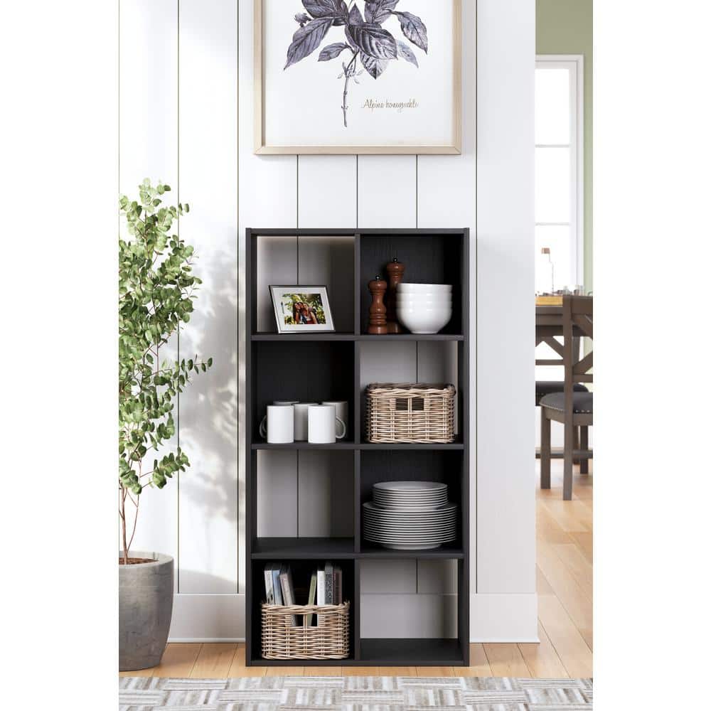Langdrew Black 8-Cube Wood Organizer Shelf