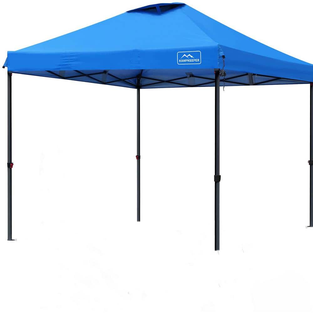 10 ft. x 10 ft. Blue Pop-Up Outdoor Canopy Tent, 3 Adjustable Height with R
