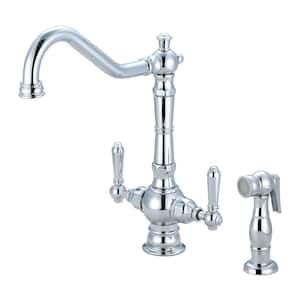 Americana 2-Handle Standard Kitchen Faucet with Side Sprayer in Polished Chrome