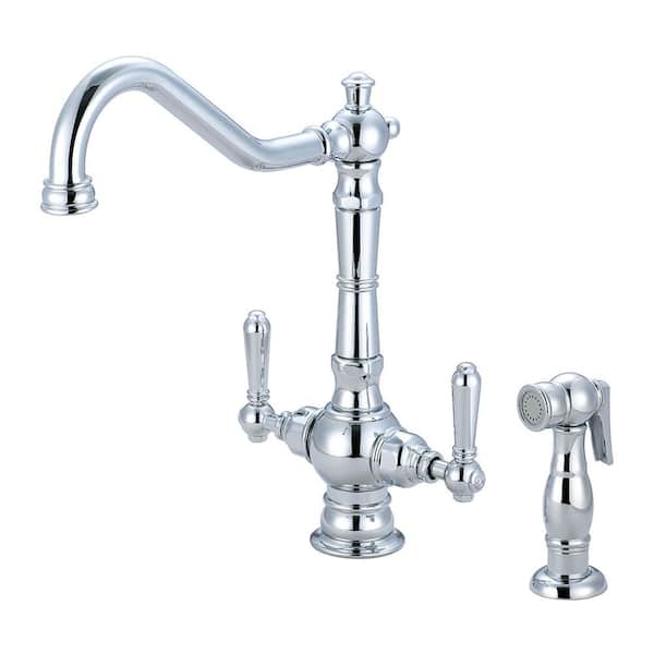 Pioneer Faucets Americana 2-Handle Standard Kitchen Faucet with Side Sprayer in Polished Chrome