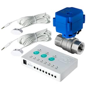 E-SDS Automatic Water Leak Shut Off Valve System,Water Leak Detector with 2  Valves,2 Sensors and Sounds Alarm,for Pipes 3/4 NPT,Flood Prevention for