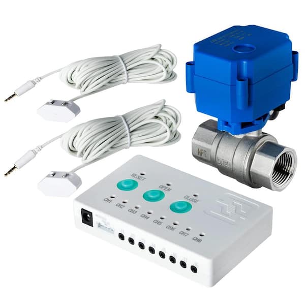 ISPRING Water Leak Detector Alarm System with Automatic Shut-Off Valve and 2 Detection Sensors