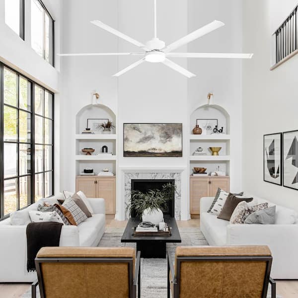 Patsy 72 in. Integrated LED Indoor Aluminum-Blade White Ceiling Fan with Light and Remote Control Included