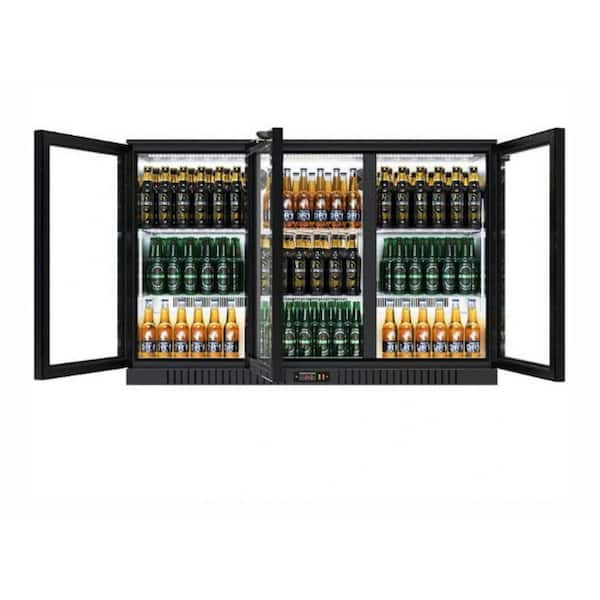 11 cu. ft. Glass Door Counter Height Back Bar Refrigerator with LED Interior Light in Black Coated Steel