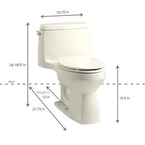 Santa Rosa Comfort Height 1-Piece 1.6 GPF Single Flush Compact Elongated Toilet with AquaPiston Flush in Biscuit