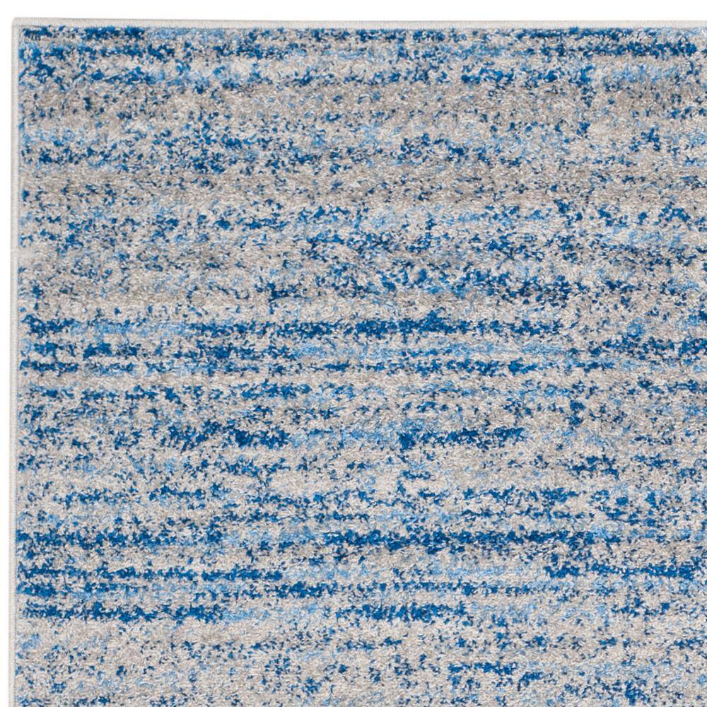 Blue and Silver Square Synthetic Area Rug