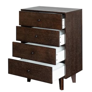 Retro 27.56 in. W x 15.75 in. D x 39.69 in. H Brown Linen Cabinet with 4-Drawer Wood Sideboard for Bedroom