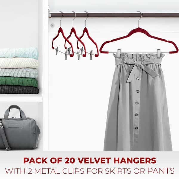 OSTO Maroon Velvet Hangers 100-Pack OV-113-100-BUR-H - The Home Depot