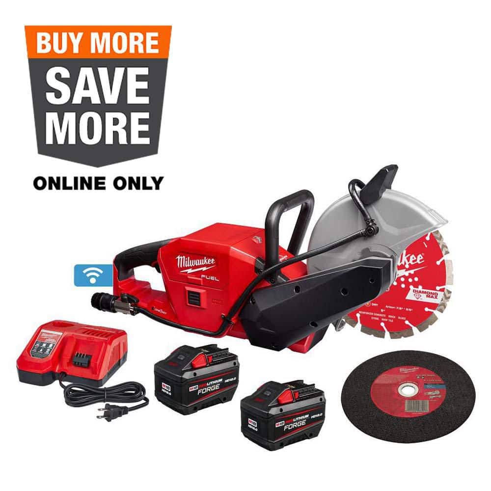 Milwaukee M18 FUEL ONE-KEY 18V Lithium-Ion Brushless Cordless 9 in. Cut Off Saw Kit W/(2) 12.0Ah Batteries & Rapid Charger 2786-22HD