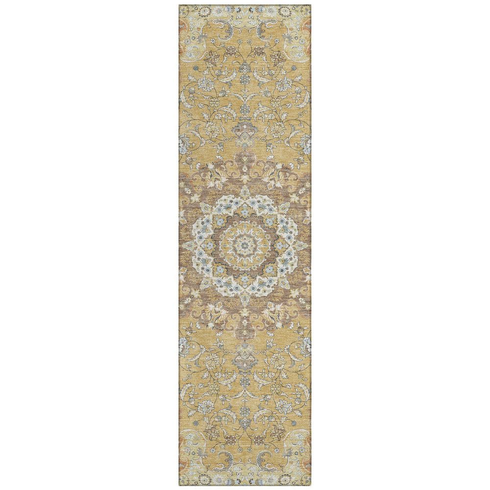 Chantille Machine Washable Indoor/Outdoor Abstract ACN2489 Gold 2 ft. x 7 ft. Runner Rug price history on PriceWatchPro