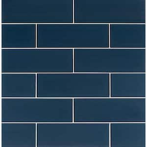 Midnight Dark Blue 4 in. x 12 in. Glass Subway Wall Tile (4.95 sq. ft./Case)