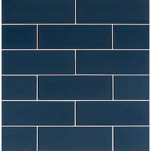 Midnight Dark Blue 4 in. x 12 in. Matte Glass Wall Tile (4.95 sq. ft./Case)