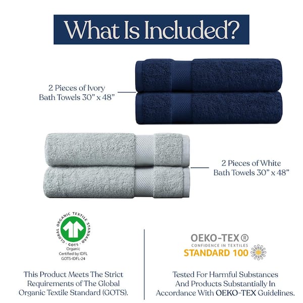 Bright White Antimicrobial Organic Cotton Bath Towels