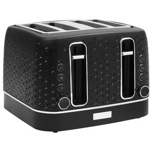 Starbeck 1600-Watt 4 Slice Toaster Wide Slot Black with Removable Crumb Tray, Variable Browning Control Settings