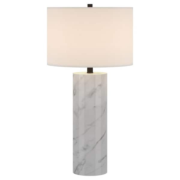 Meyer&Cross Elise 29.5 in. Marble and Black Table Lamp with Fabric Shade