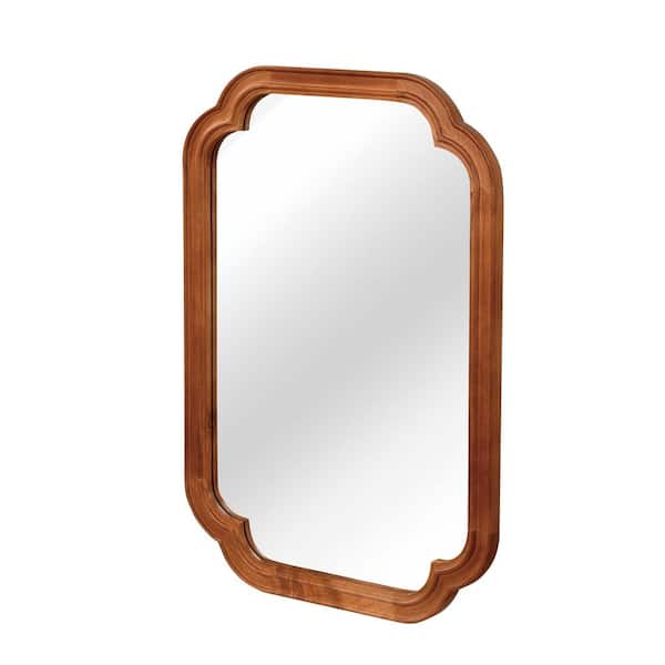 20.00 in. W x 30.00 in. H Rounded Solid Wood Framed Wall Mount Bathroom Vanity Mirror in Yellow Brown
