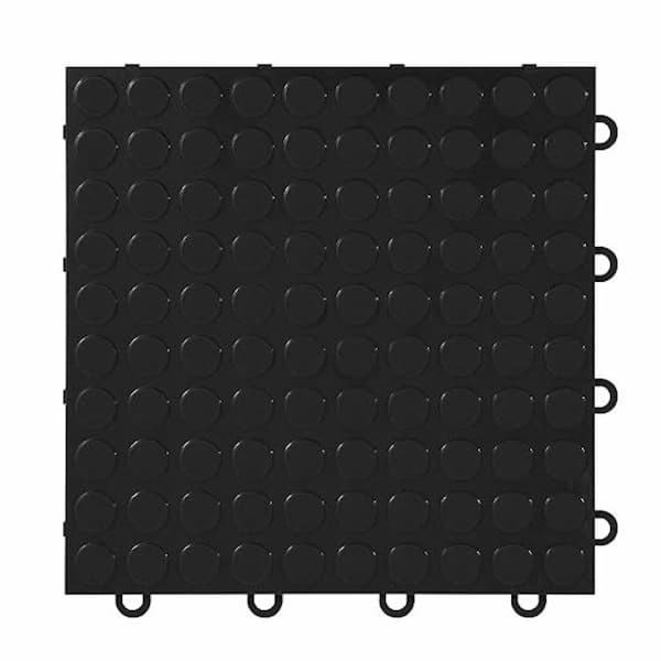 FLOORINGINC Nitro Coin 3/8 in. Garage Tiles, Black, 12 in. x 12 in., 52-Pack, Covers 52 sq. ft., Interlocking Floor Tiles