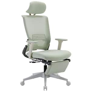 Nylon Mesh Ergonomic Office Chair Adjustable Height Office Chair Arm Cahir in Green with Footrest and Tilt Function