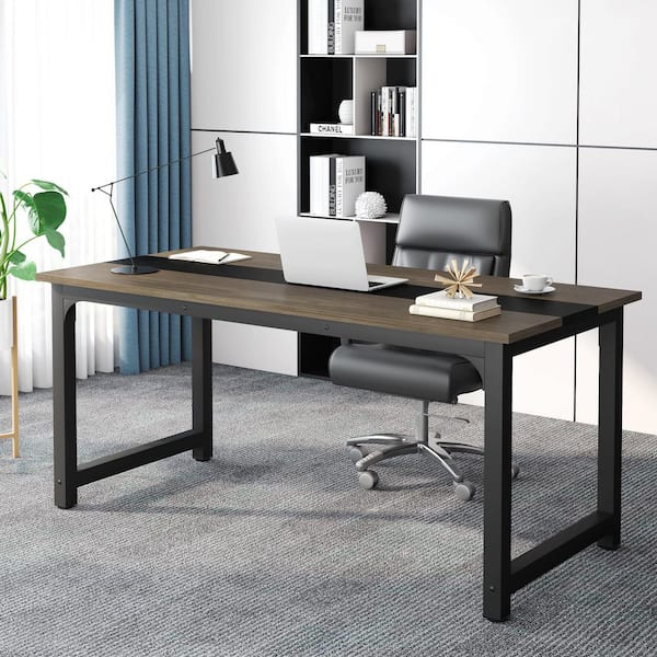 BYBLIGHT 63 in. Rectangular Brown and Black Engineered Wood
