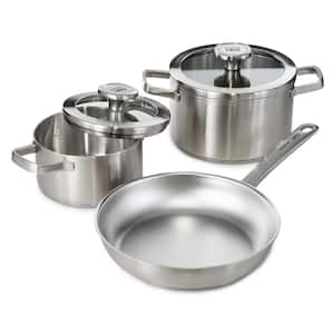 Graphite 5-Piece 18/10 Stainless Steel Cookware Set in Silver with Glass Lid