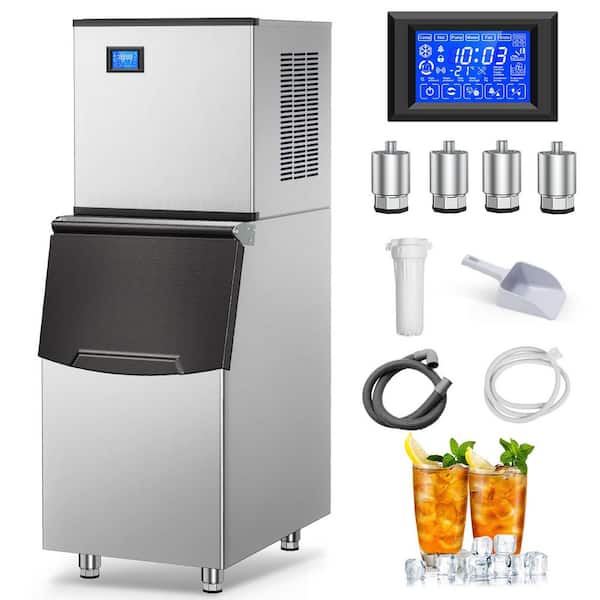 Tylza 23.2 in. 690 lbs. Per Day Split Commercial Freestanding lce Maker 182 Full Size High-Density lce Cubes/Cycle in Silver