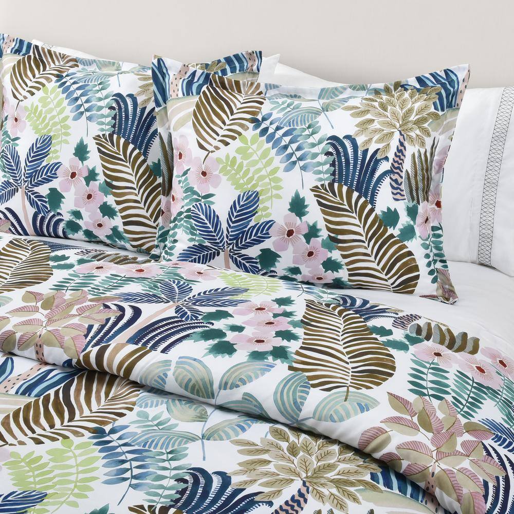 Rockaway Tropical Blue and Green Floral Twin Comforter Set