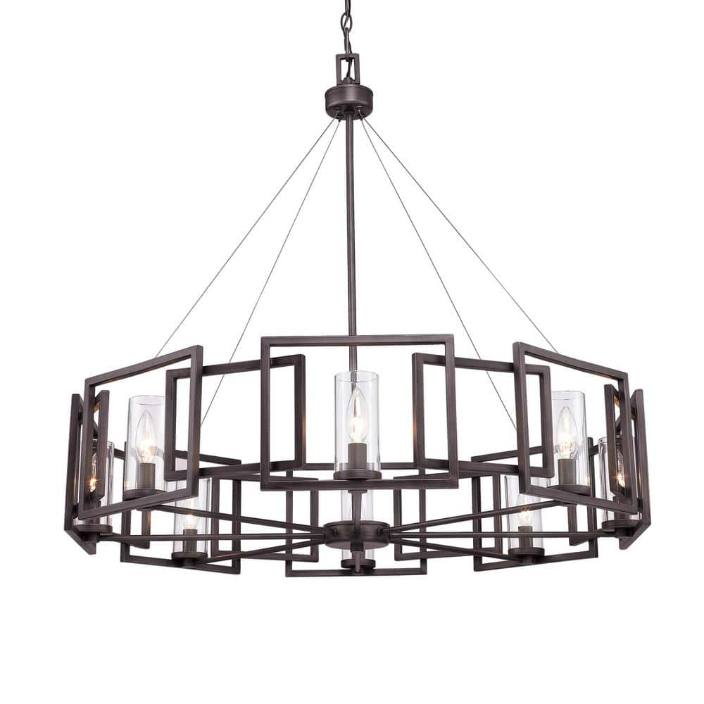 Bronze 35.5" Contemporary Candle Chandelier with Clear Glass