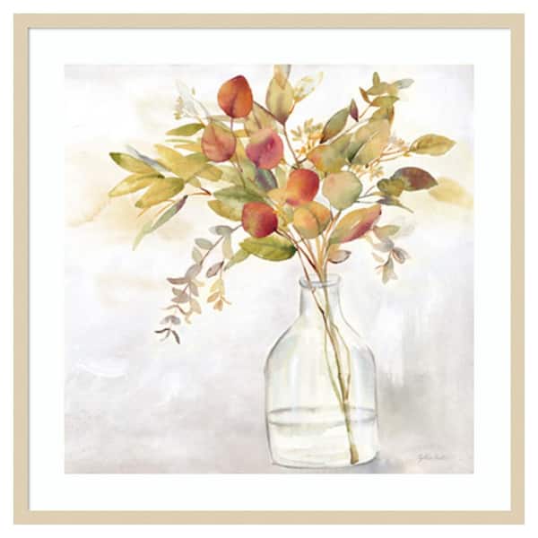 Amanti Art Eucalyptus Vase Fall I by Cynthia Coulter 33 in. W x 33 in. H. Wood Framed Wall Art Print Framed in Brown
