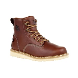 Men's Wedge Work Boot - Soft Toe - Brown Size 10.5(M)