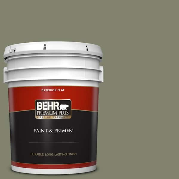 BEHR PREMIUM PLUS 5 gal. #PPU10-18 Lizard Green Flat Exterior Paint & Primer