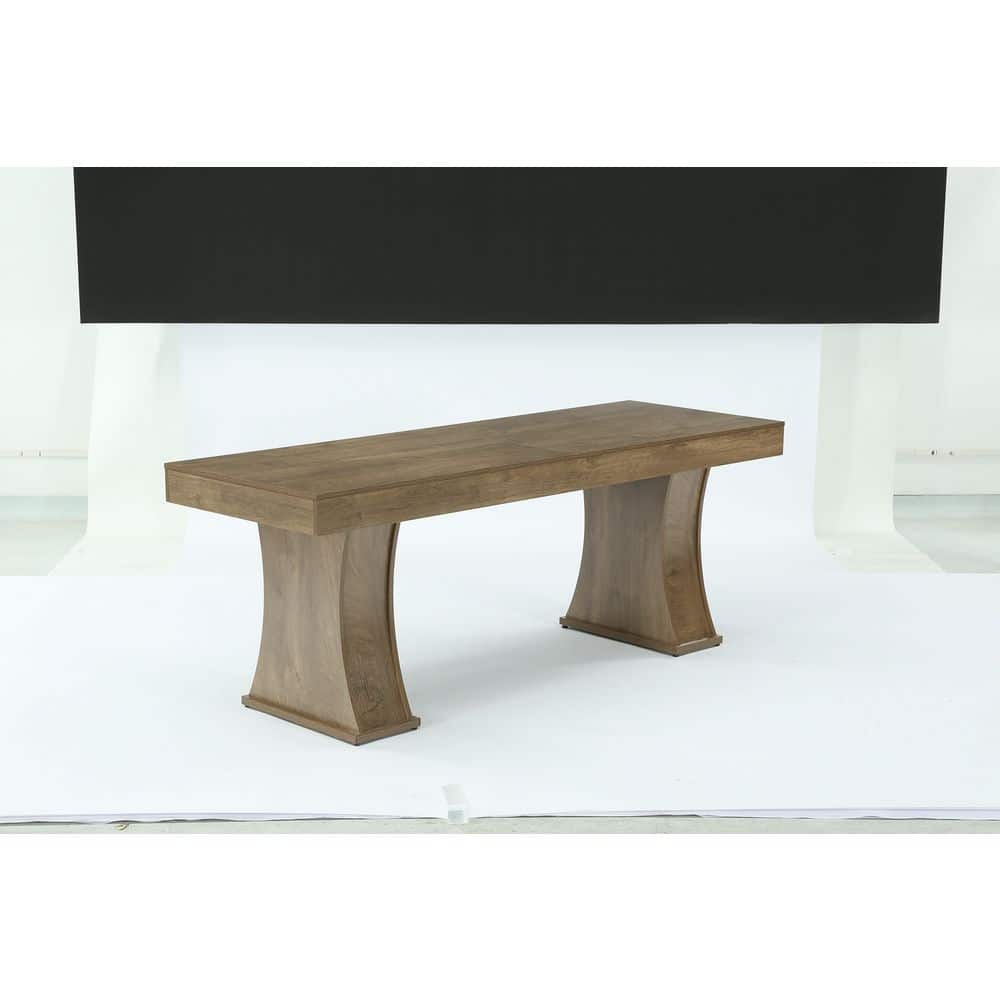 Moronia 78.74 in. Rectangle Brown Engineered Wood Executive Desk with Curved Double Pedestal, Home Office Long Work Desk