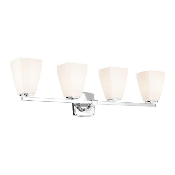 KICHLER Marant 33.25 in. 4-Light Vanity Light with Opal Glass in Chrome